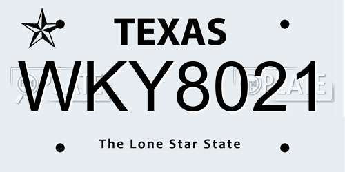 WKY8021 Texas License Plate