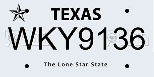 WKY9136 Texas License Plate