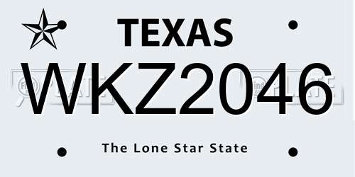 WKZ2046 Texas License Plate