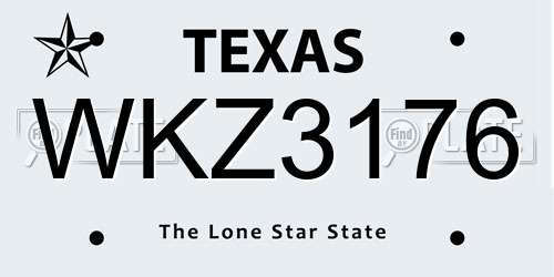 WKZ3176 Texas License Plate