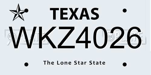 WKZ4026 Texas License Plate