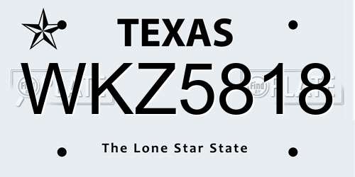 WKZ5818 Texas License Plate