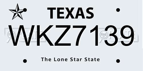 WKZ7139 Texas License Plate
