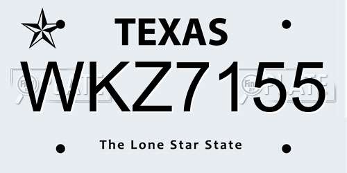 WKZ7155 Texas License Plate