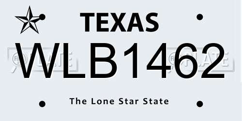 WLB1462 Texas License Plate