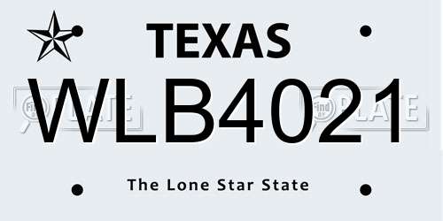 WLB4021 Texas License Plate