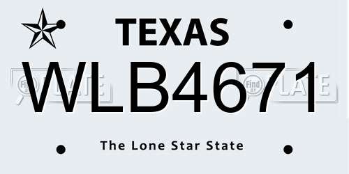 WLB4671 Texas License Plate