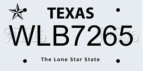 WLB7265 Texas License Plate