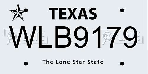 WLB9179 Texas License Plate