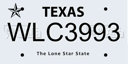WLC3993 Texas License Plate
