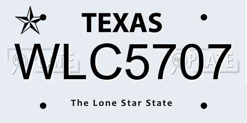 WLC5707 Texas License Plate