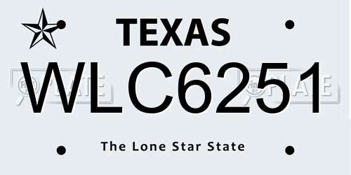 WLC6251 Texas License Plate