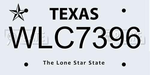 WLC7396 Texas License Plate