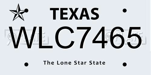 WLC7465 Texas License Plate