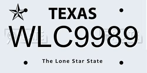 WLC9989 Texas License Plate
