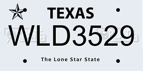 WLD3529 Texas License Plate