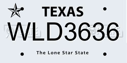 WLD3636 Texas License Plate