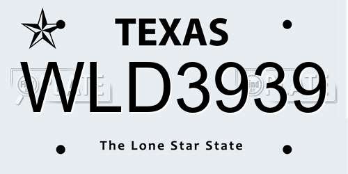WLD3939 Texas License Plate