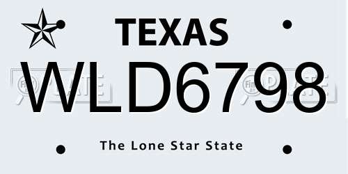 WLD6798 Texas License Plate
