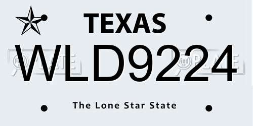 WLD9224 Texas License Plate