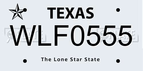 WLF0555 Texas License Plate
