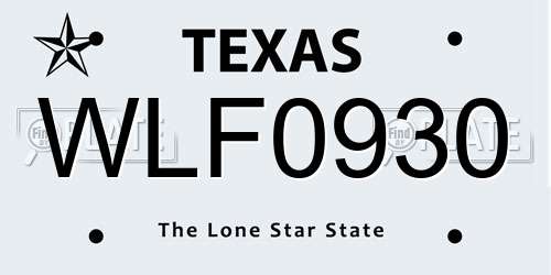 WLF0930 Texas License Plate