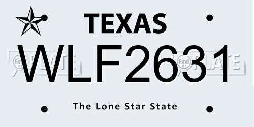 WLF2631 Texas License Plate