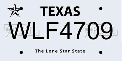 WLF4709 Texas License Plate
