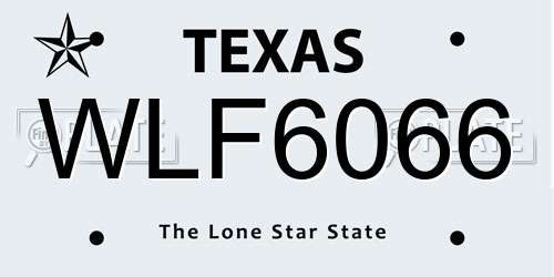 WLF6066 Texas License Plate