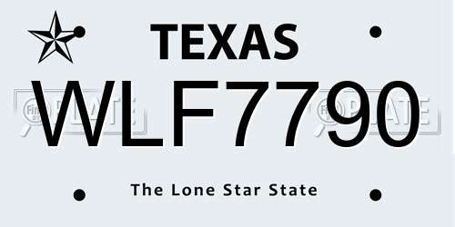 WLF7790 Texas License Plate