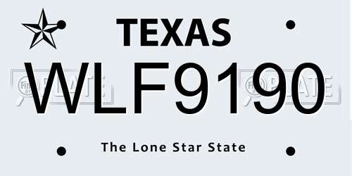 WLF9190 Texas License Plate