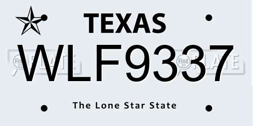 WLF9337 Texas License Plate