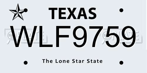 WLF9759 Texas License Plate