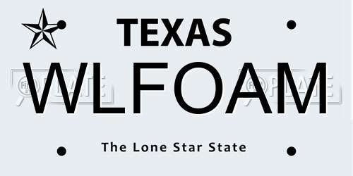 WLFOAM Texas License Plate