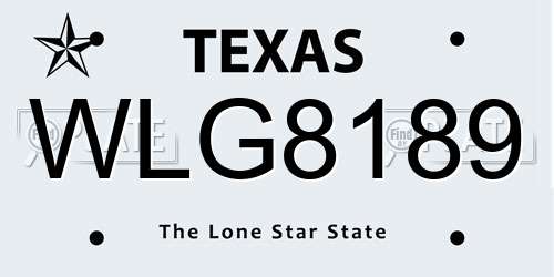 WLG8189 Texas License Plate