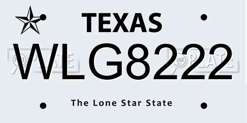 WLG8222 Texas License Plate