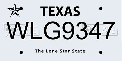 WLG9347 Texas License Plate