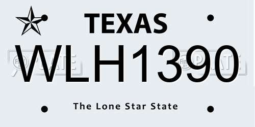 WLH1390 Texas License Plate