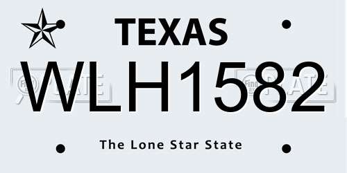 WLH1582 Texas License Plate