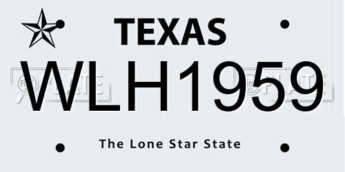WLH1959 Texas License Plate