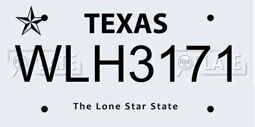 WLH3171 Texas License Plate