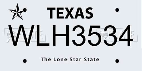 WLH3534 Texas License Plate