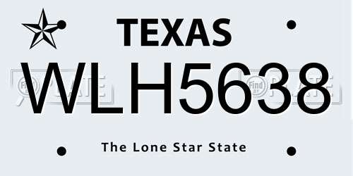 WLH5638 Texas License Plate
