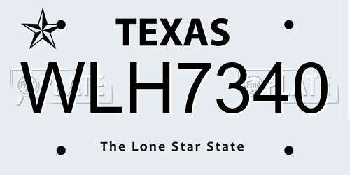 WLH7340 Texas License Plate