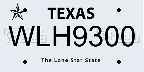WLH9300 Texas License Plate