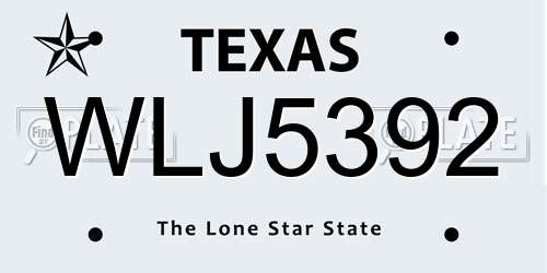 WLJ5392 Texas License Plate