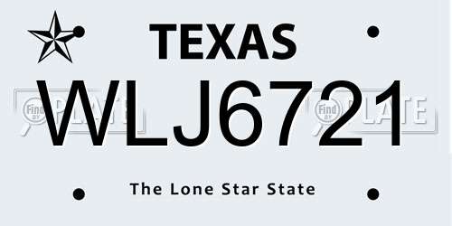 WLJ6721 Texas License Plate