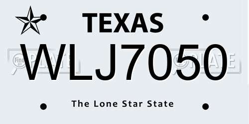 WLJ7050 Texas License Plate