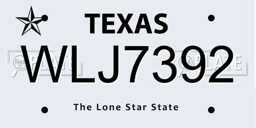 WLJ7392 Texas License Plate