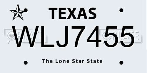 WLJ7455 Texas License Plate